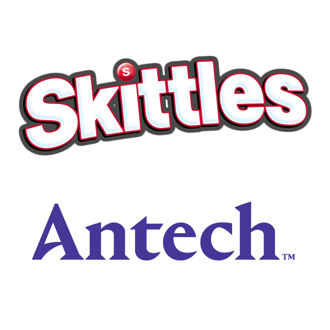 Skittles and Antech logos.